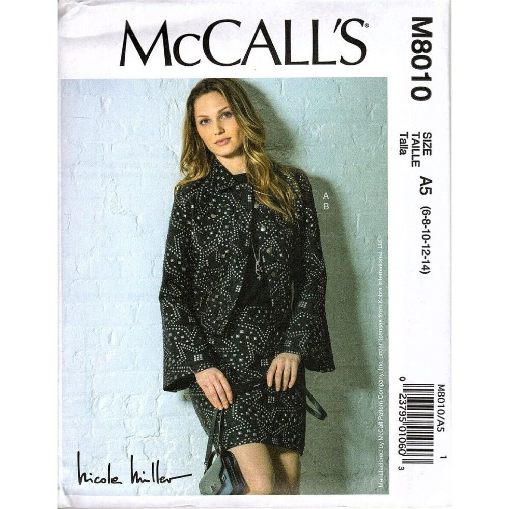 McCalls M8010 Misses 6 to 14 Nicole Miller Jacket and Skirt Uncut Sewing Pattern